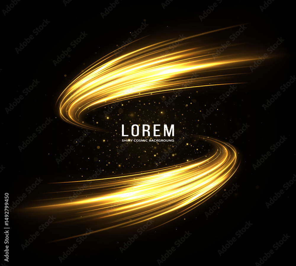 Wall mural high-speed light trails effect. sparkling flow of speed lines. magical vortex of a curved light trai