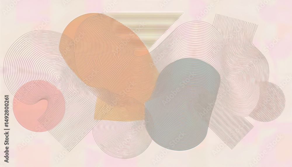 Poster vibrant pastel abstraction a spectacular display of geometric forms in a soothing color palette, ill