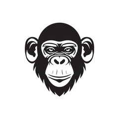 Playful monkey silhouette vector art illustration