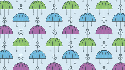 Colorful hanging umbrella pattern design.
