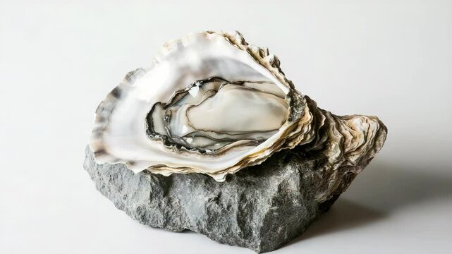 A large oyster shell on a rock