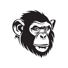 Playful monkey silhouette vector art illustration