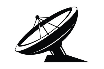 Dish antenna silhouette on white background