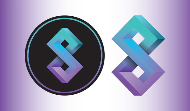 Cryptocurrency logos in colorful circle. vector logo images. 3d illustrations.