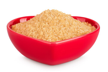 The brown sugar in ceramic bowl isolated on white background