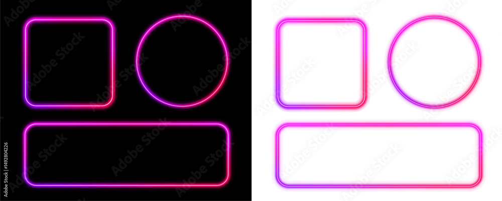 Poster retro flier with abstract square shape and glowing border using blue gradient light and transparent 