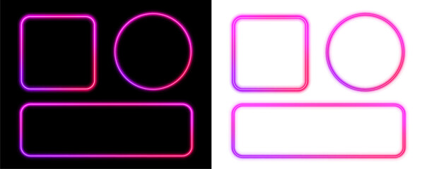 Retro flier with abstract square shape and glowing border using blue gradient light and transparent effect in magic game template featuring led circle and isolated tech graphic

