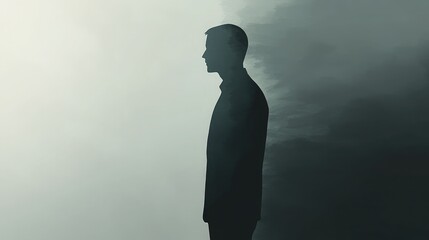 Fading silhouette of a person slowly dissolving into the background representing worthlessness and invisibility