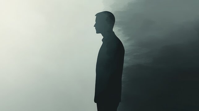 Fading silhouette of a person slowly dissolving into the background representing worthlessness and invisibility