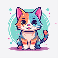 Obraz premium Cute Cartoon Cat Illustration