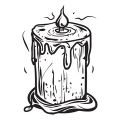 Dripping wax candle silhouette vector illustration, Candle With Dripping Wax And Flame