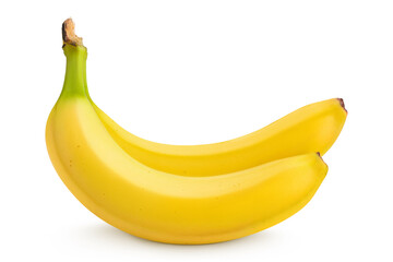 Two ripe yellow bananas isolated on white background