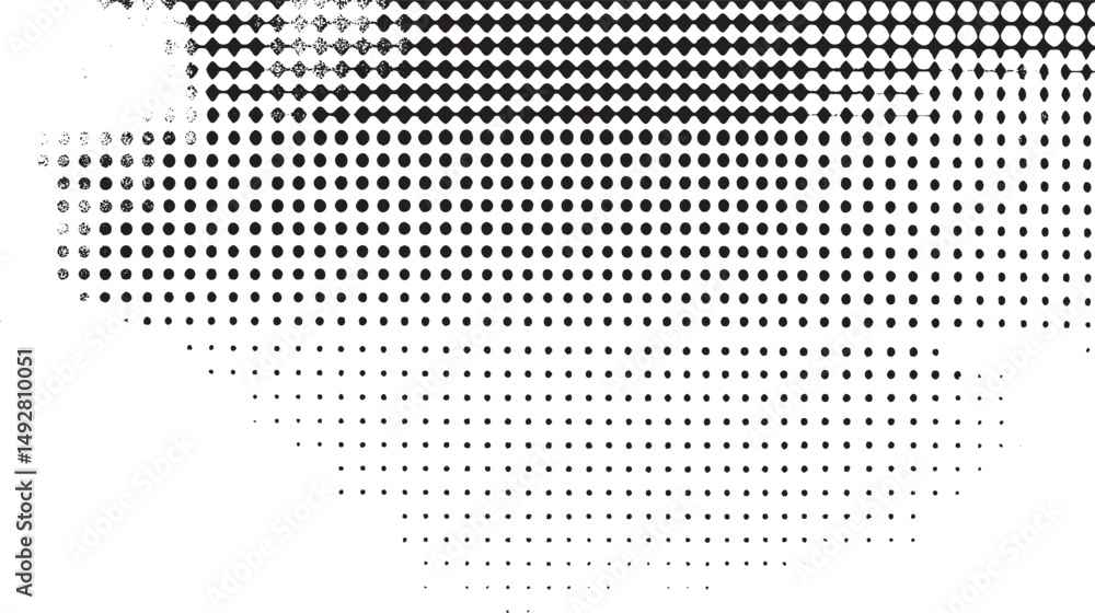 Poster black and white dotted halftone texture background. vector abstract overlay with grunge dot pattern.