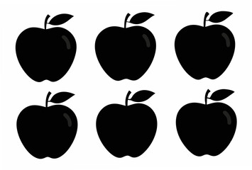 6 apple  silhouette vector illustration