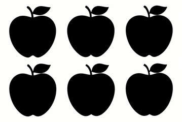 6 apple  silhouette vector illustration