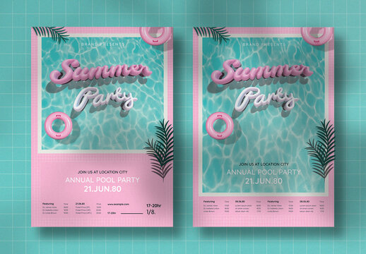 Summer Illustrated Poster with 3D Text