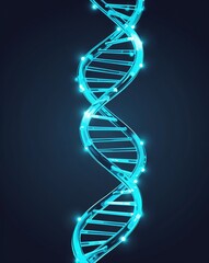 DNA helix abstract glowing in the dark on plain dark background