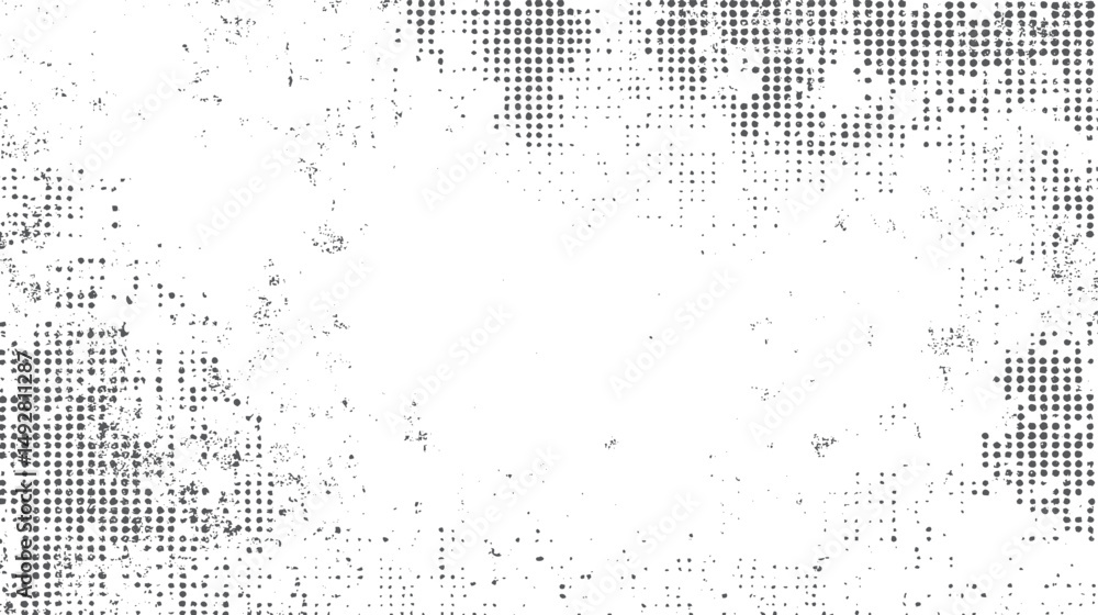 Aufkleber grunge halftone overlay background vector design. black and white dot texture in halftone effect. ab