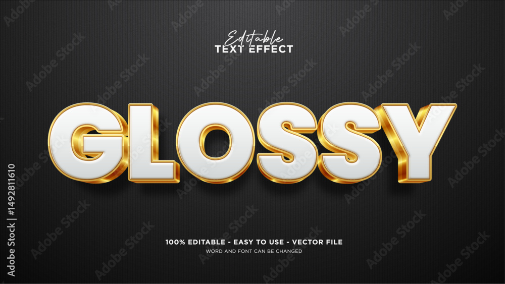 Poster editable golden 3d text effect, glossy text style effect