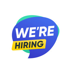 We're Hiring Recruitment Banner Label Vector 