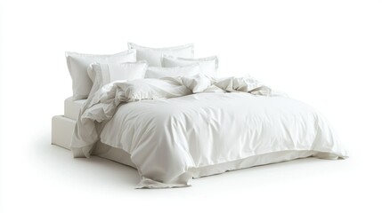 Luxurious bedding set isolated on white background
