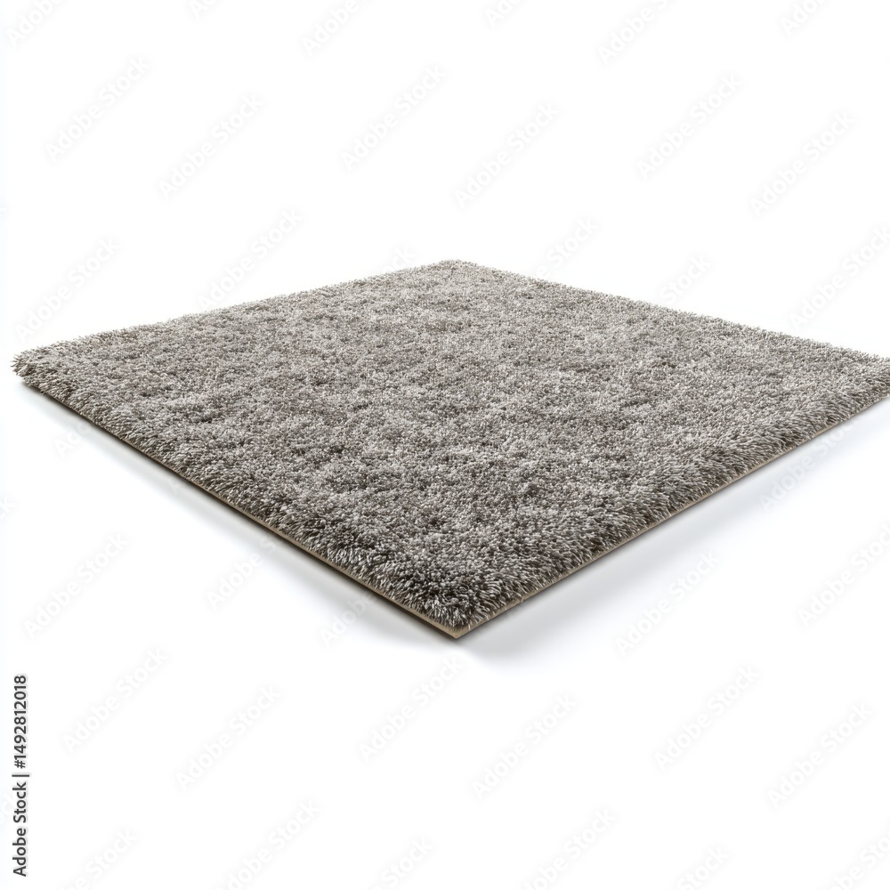 Poster square shag rug on white background at eye level showing soft texture and neutral color for home dec