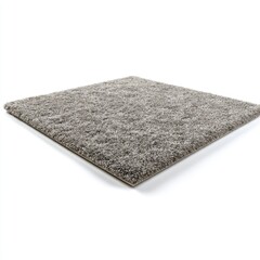 Square shag rug on white background at eye level showing soft texture and neutral color for home decor and interior design