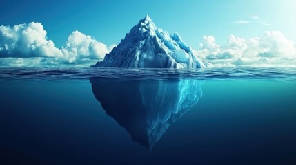 A melting iceberg in the ocean, highlighting the impact of climate change on natural landscapes