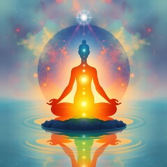 Artistic interpretation of holistic wellness balance between mind body and spirit serene colors