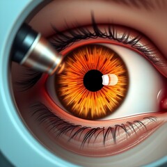 Detailed rendering of a human eye during an ophthalmic examination intricate details