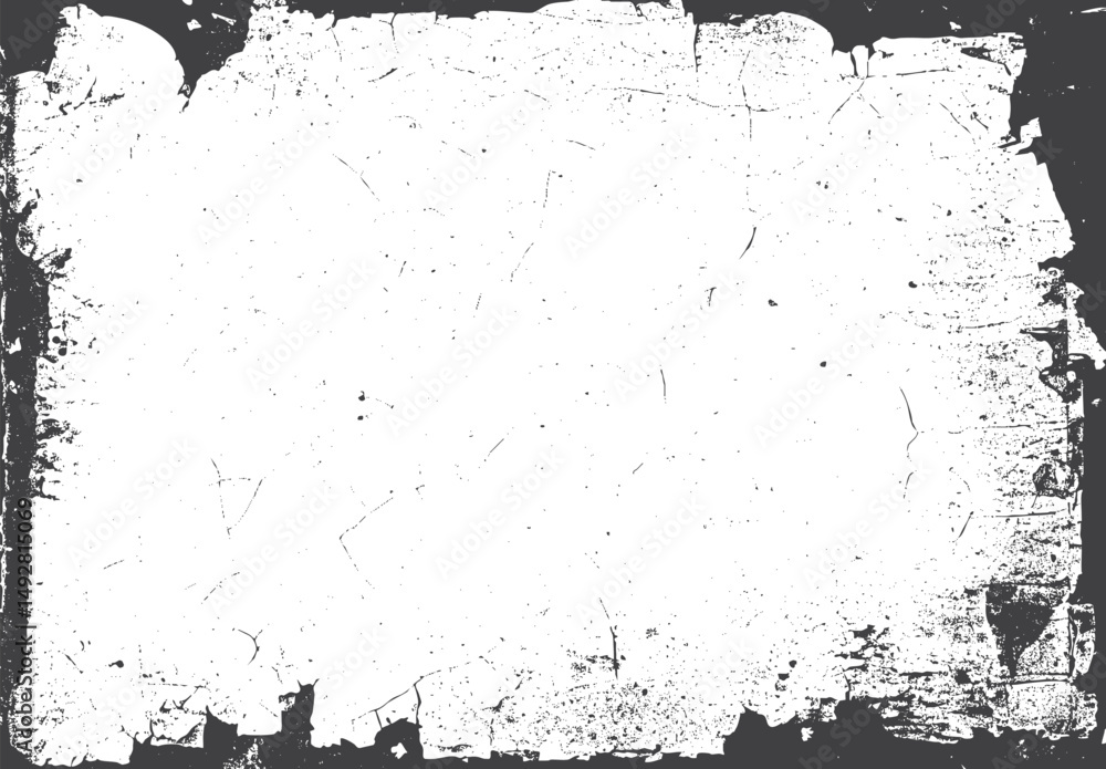 Aufkleber black textured grunge border with frame overlay. vector design with broken rough print frame. dirty 