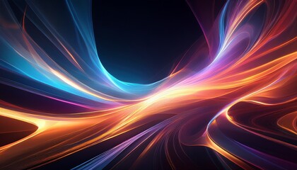 abstract digital art of glowing light trails and smoke with vibrant colors and fluid motion