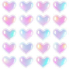 Pastel iridescent hearts pattern