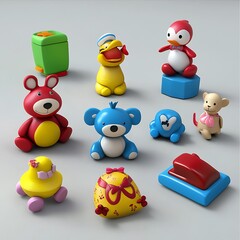 Naklejka premium Adorable cartoon animal toys high resolution photo