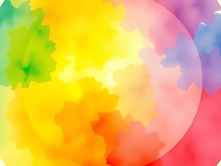 A vibrant rainbow watercolor texture with a circular gradient creates a luminous and artistic background.
