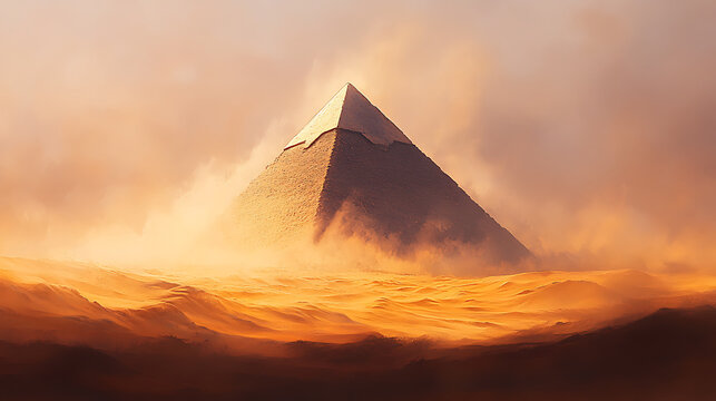  Pyramid of Giza surrounded by shifting desert sands during a windy day (1)