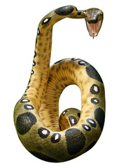 Naklejka premium 3D Rendering Green Anaconda on White