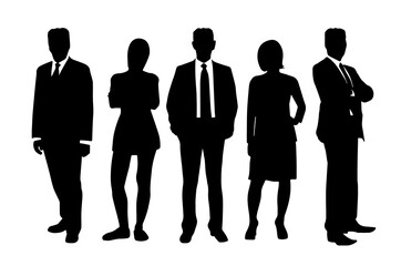 Professional business team silhouettes. Black professional figure for corporate design. isolated in white background vector eps10.