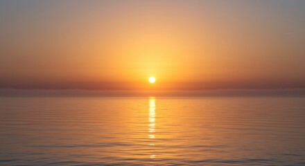 Fototapeta premium Golden Sunset Over Calm Ocean Waters Peaceful Seascape Serene Sunrise
