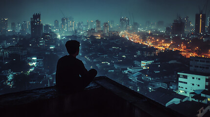  Overlooking the sprawling cityscape of Jakarta from a rooftop 