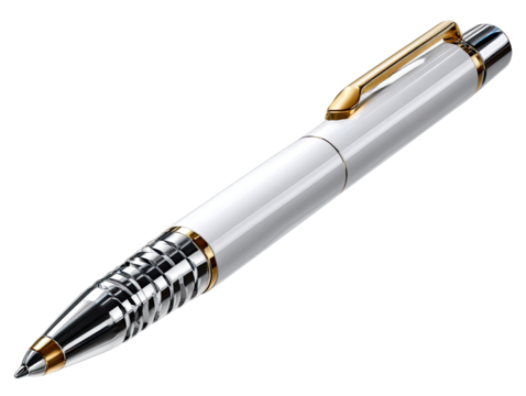 Sophisticated Pen Design: A close-up shot of a sleek, elegant pen, blending form and function with its modern design. Capturing the essence of luxury and writing instrument.