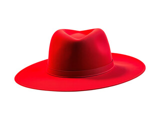 Red fedora hat isolated on transparent background