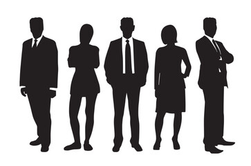Professional business team silhouettes. Black professional figure for corporate design. isolated in white background vector eps10.