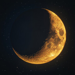 Yellow crescent Moon dark universe. 