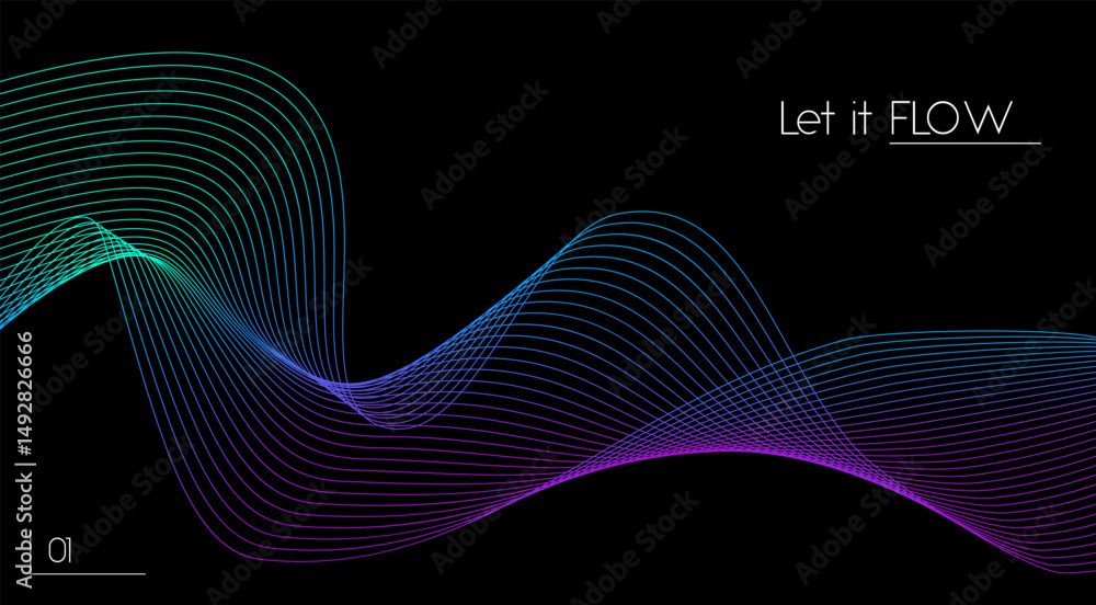 Poster colorful gradient wavy lines abstract flowing vector background for banners, presentations, web head