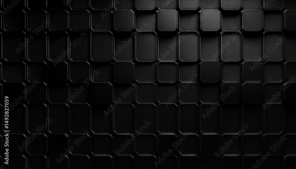Aufkleber striking 3d abstract octagons on a dark backdrop a captivating play of shadows and textures in a dar