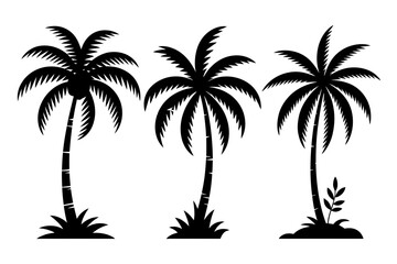 Palm tree silhouette tropical beach summer vector