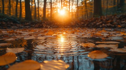 Autumnal Forest Pool Ripples