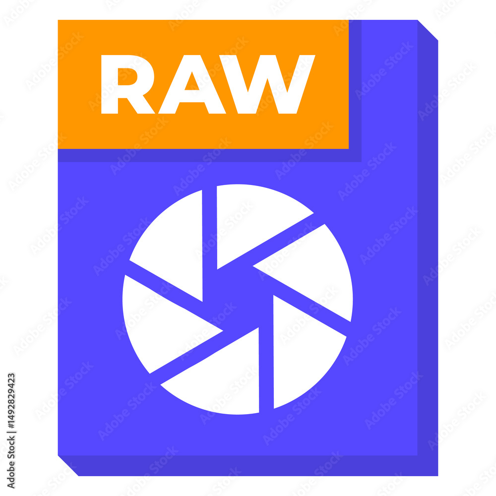 Poster raw file icon, camera image format icon