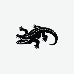 Download a high-quality crocodile silhouette vector with a clean white background. Perfect for logos, prints, and wildlife design projects.